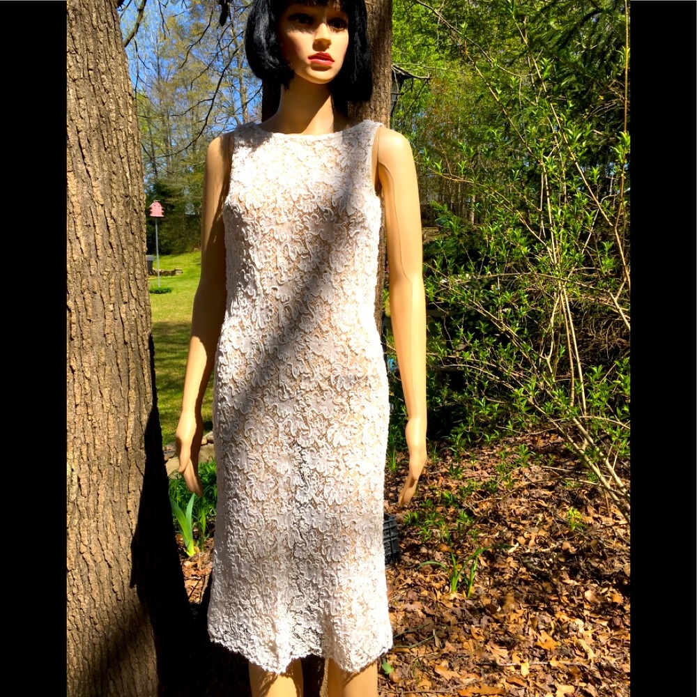 VINTAGE 1950’s WHITE EMBROIDERED DRESS